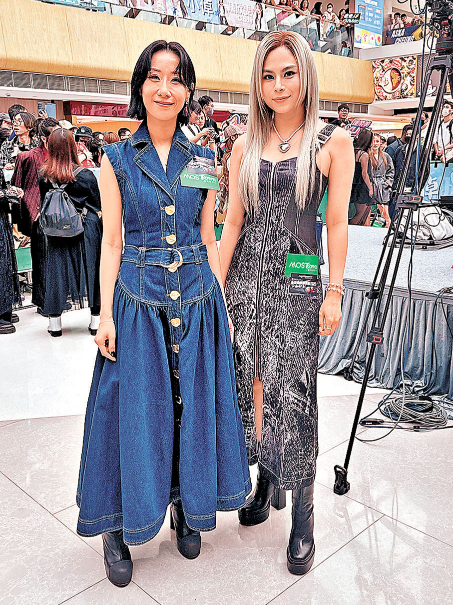 ●李幸倪(右)獲泳兒看好今年繼續奪得女歌手金獎。 香港文匯報記者子棠 攝