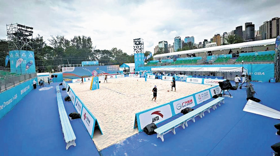 ●全運會沙灘排球項目今日於維園正式展開。