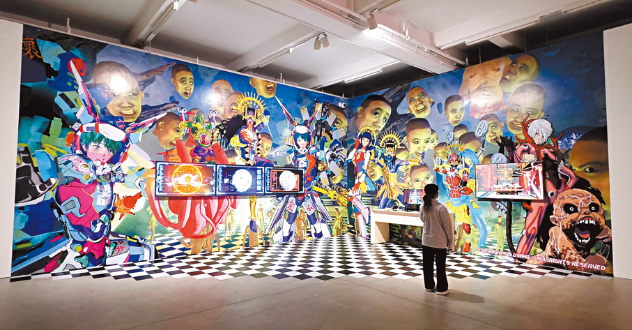 ●陸揚的作品在電子遊戲風格的環境中呈現。