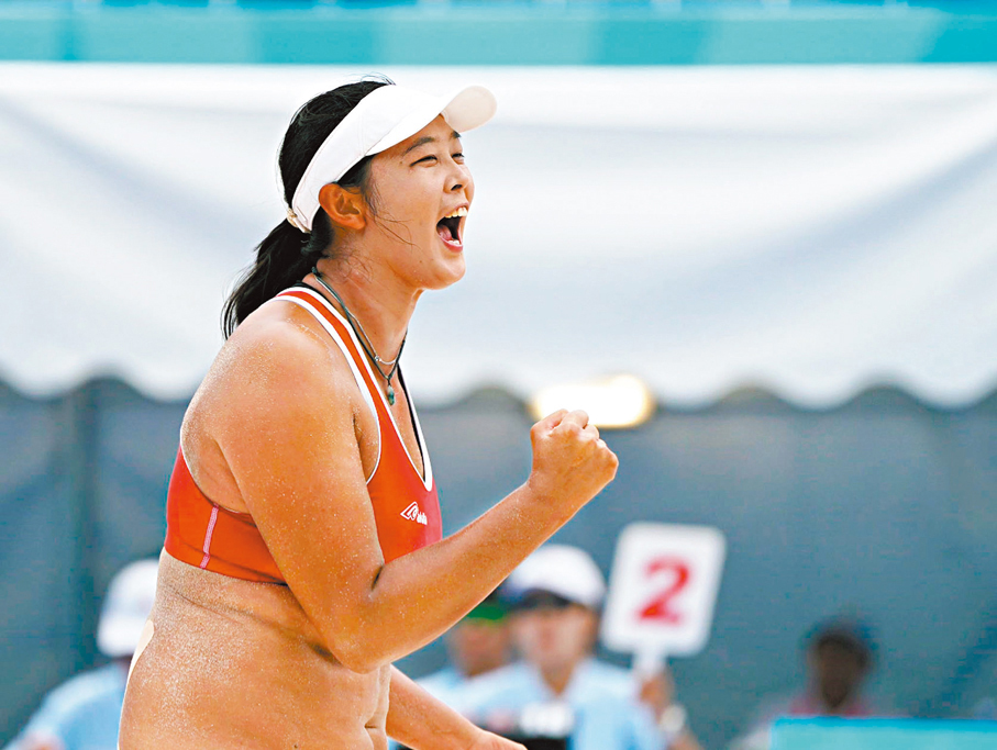 ●王凡大讚維園沙排場地有特色。香港文匯報記者郭正謙 攝