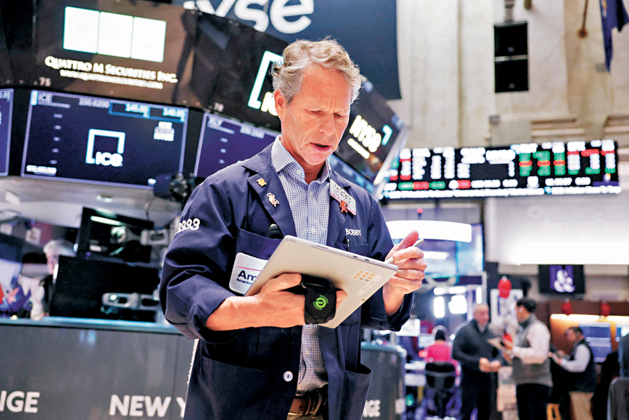 ●中美元首會談及落實減息，為美國股市帶來樂觀理據。圖為紐約證券交易所。 法新社