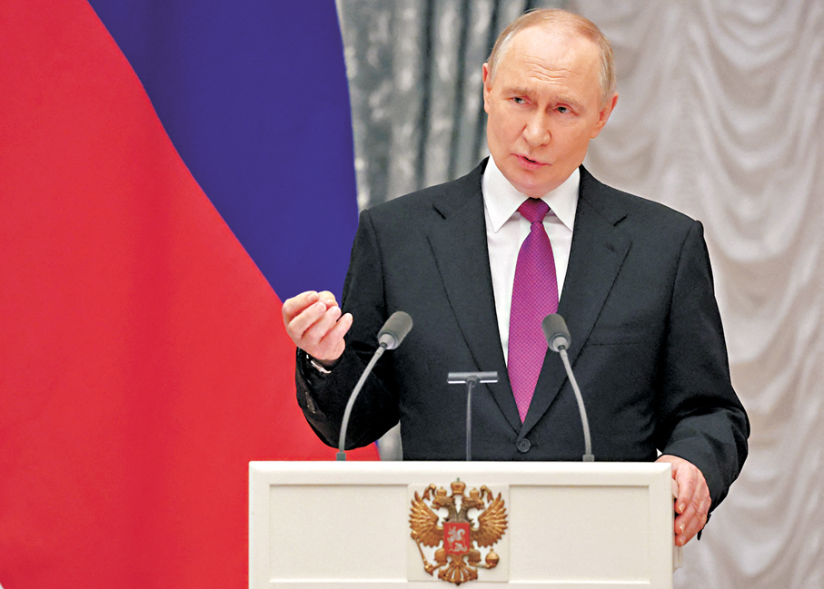 ●普京指示多個部門全力收集相關信息，就可能啟動核武試驗準備工作提出綜合性建議。 路透社