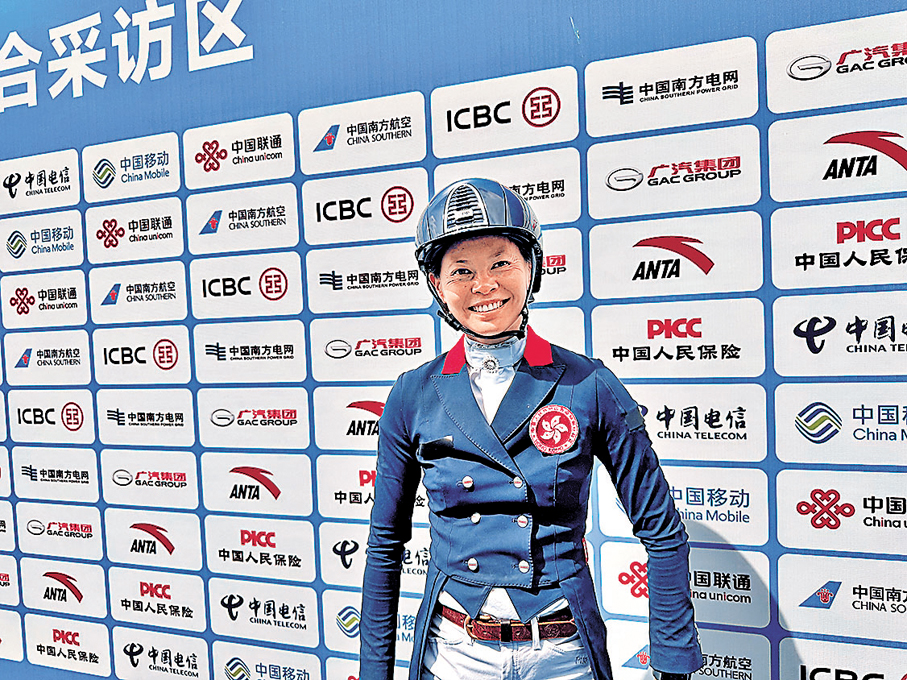 ●香港馬術隊老將何苑欣。香港文匯報記者胡永愛 攝