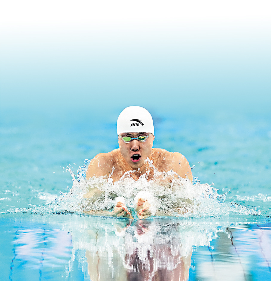 ●覃海洋在比賽中。  新華社