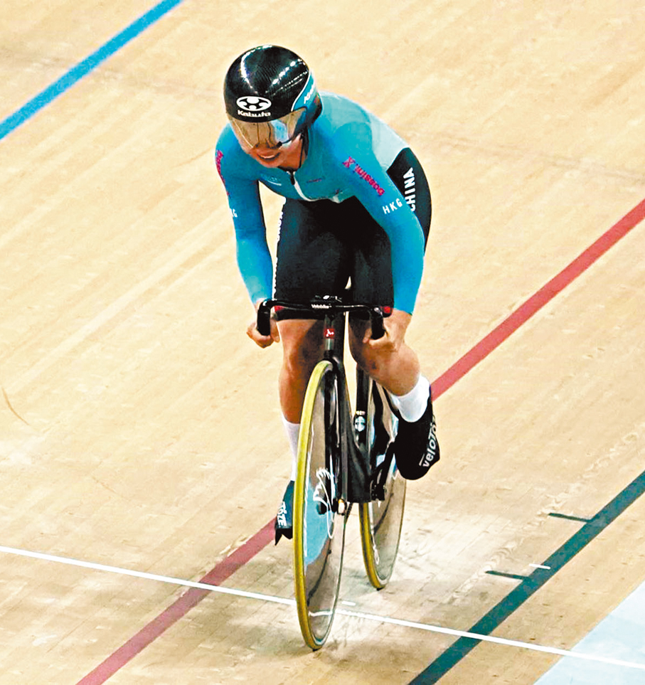 ●楊礎搖期望能夠在之後的比賽踩出香港精神。  香港文匯報記者張發兒 攝