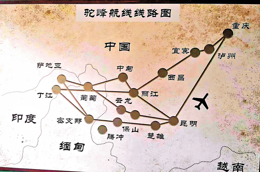 ●駝峰航線線路圖 作者供圖