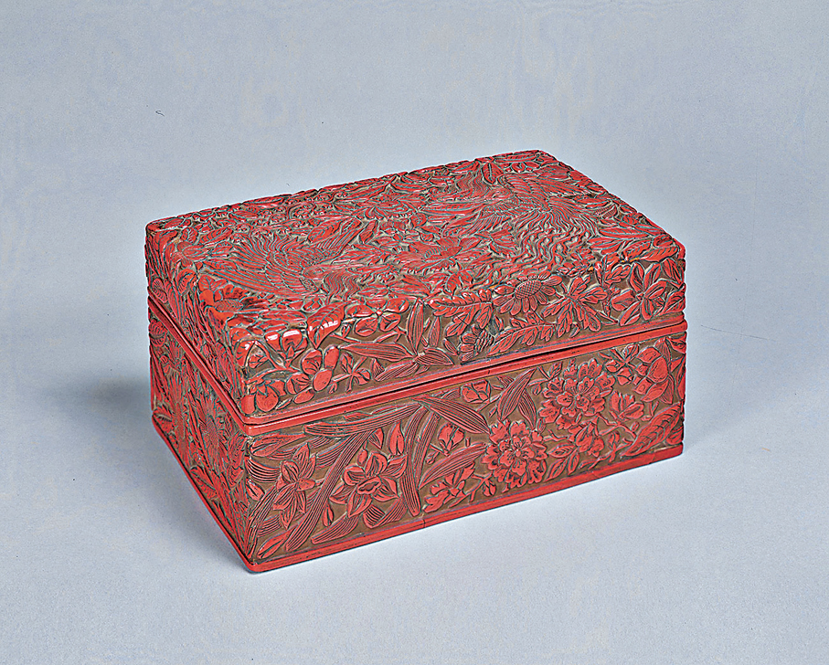 ●剔紅鳳凰牡丹紋長方盒，南宋，東京國立博物館藏
