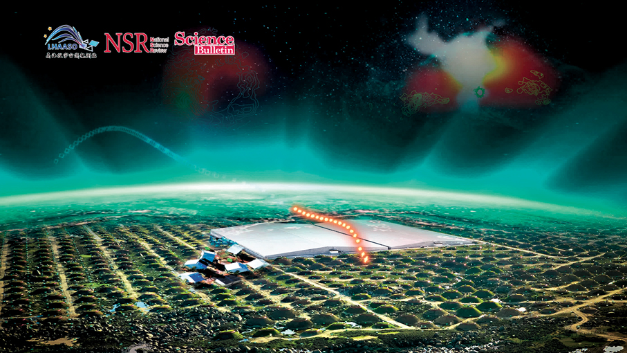 ●「拉索」破解宇宙線「膝」形成之謎。圖為中國大科學裝置「拉索」與宇宙線「膝」結構示意圖。 香港文匯報北京傳真