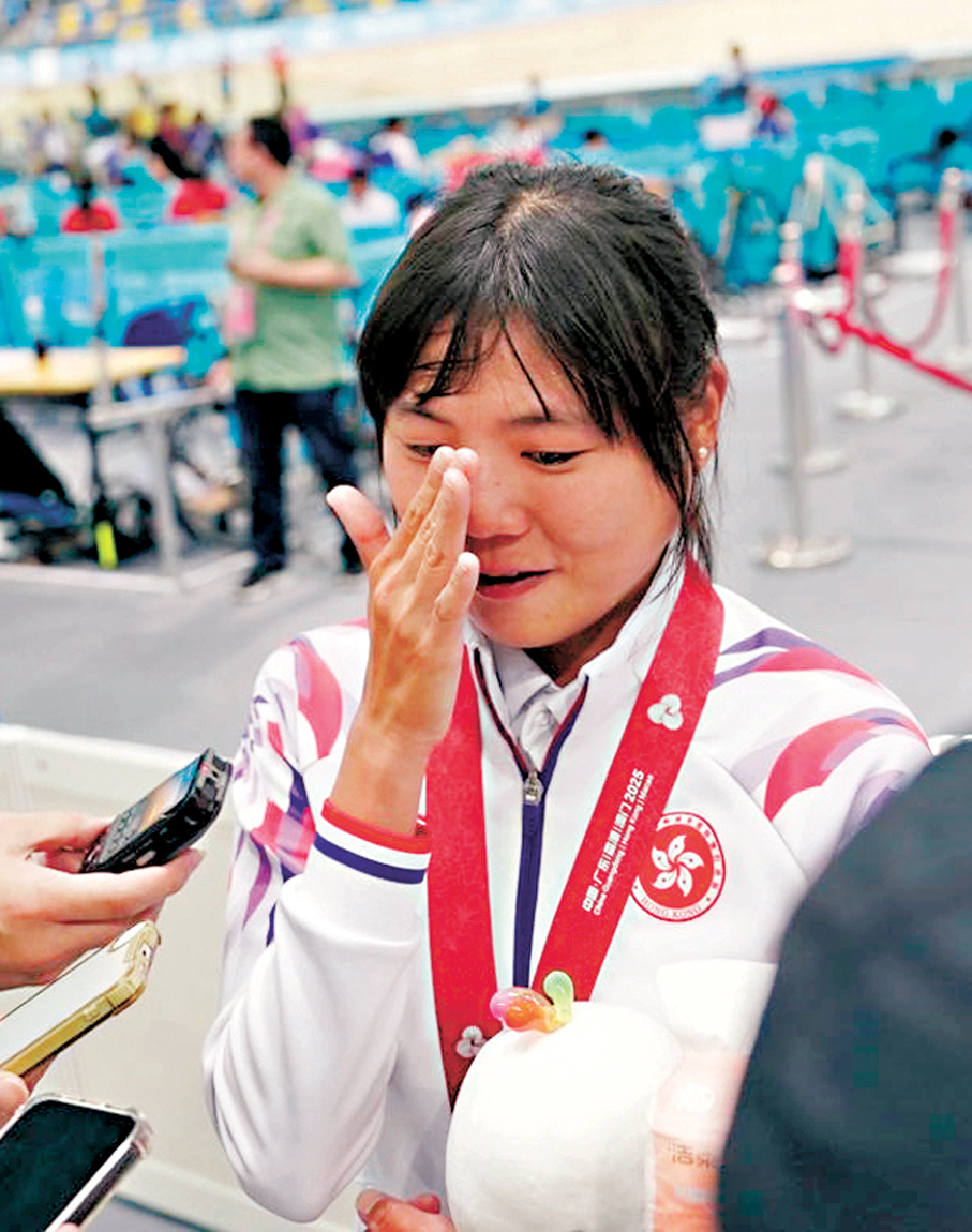 ●梁穎儀賽後難掩激動心情。  香港文匯報記者郭正謙  攝