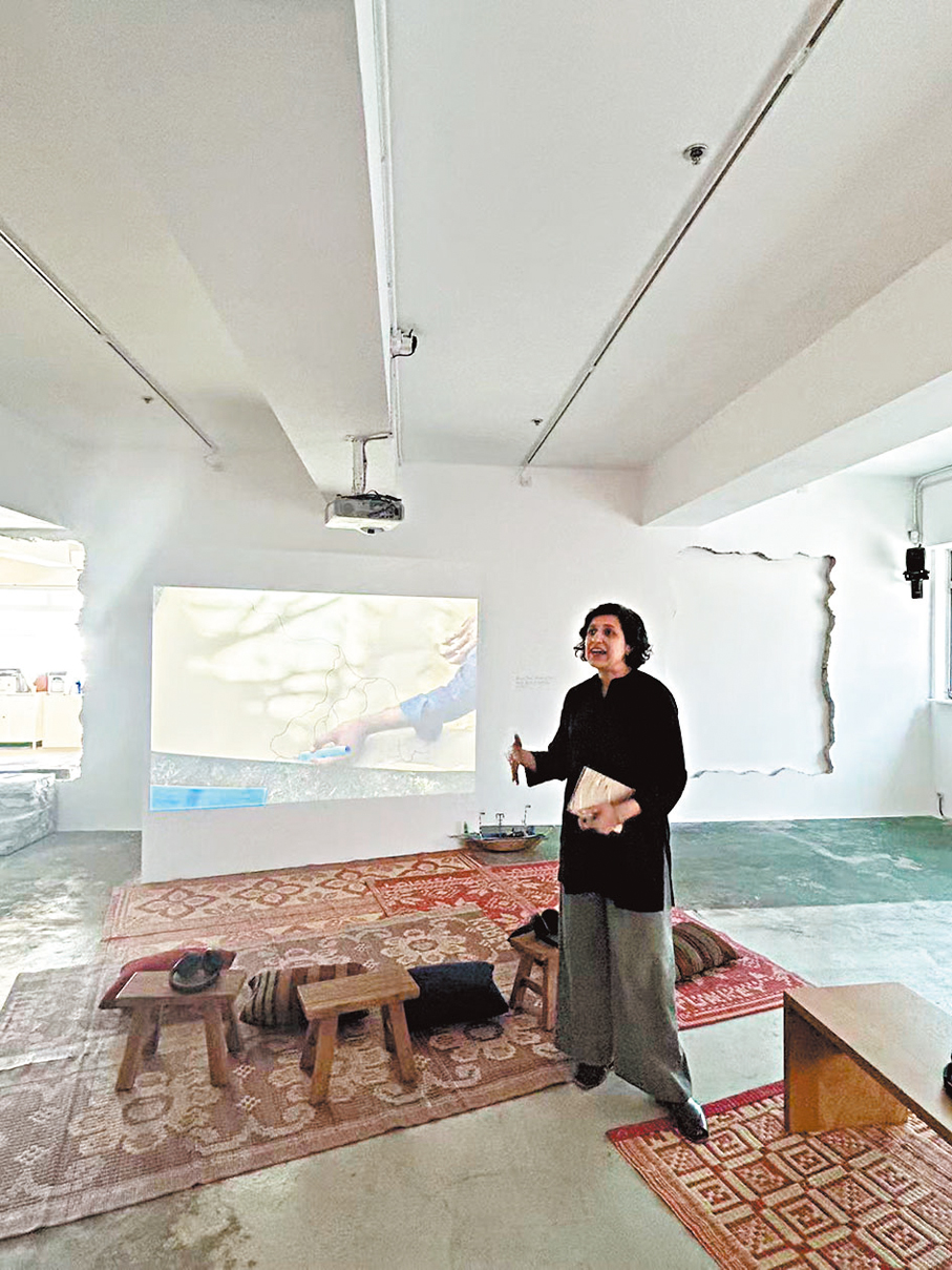 ●藝術家首度展出作品《線條流淌，化為河流》。