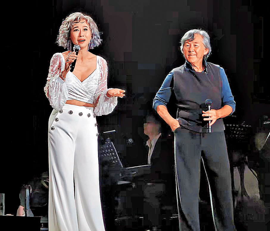 ●林子祥與葉蒨文前晚在佛山開騷。  香港文匯報記者李薇  攝