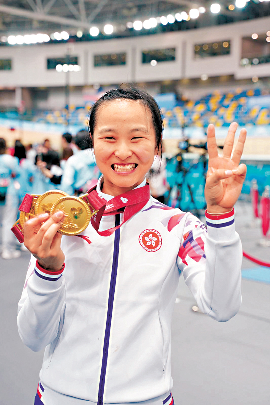 ●李思穎展示今屆所得三面全運會金牌。  大公文匯全媒體記者麥鈞傑 攝