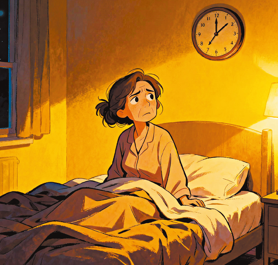 ●更年期是女性生命旅程中必經的一個階段，其中失眠尤為常見，影響生活品質與情緒穩定。 AI生成圖片