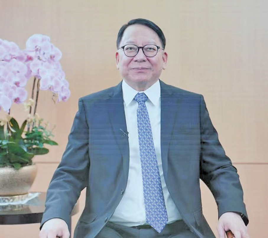 ●政務司司長陳國基在「愛國主義教育活動系列」九龍地域活動啟動儀式上透過視頻致辭。