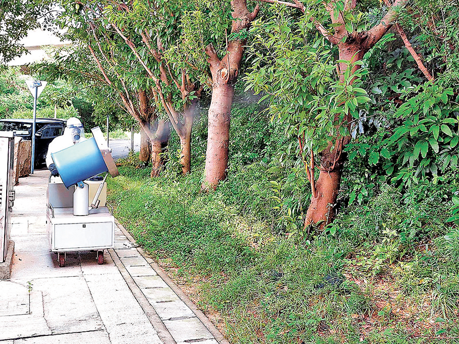 ●本港再新增兩宗基孔肯雅熱輸入個案。圖為食環署早前派員滅蚊。 資料圖片