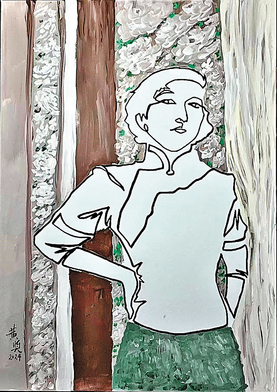 ●黃獎筆下的張愛玲。受訪者供圖