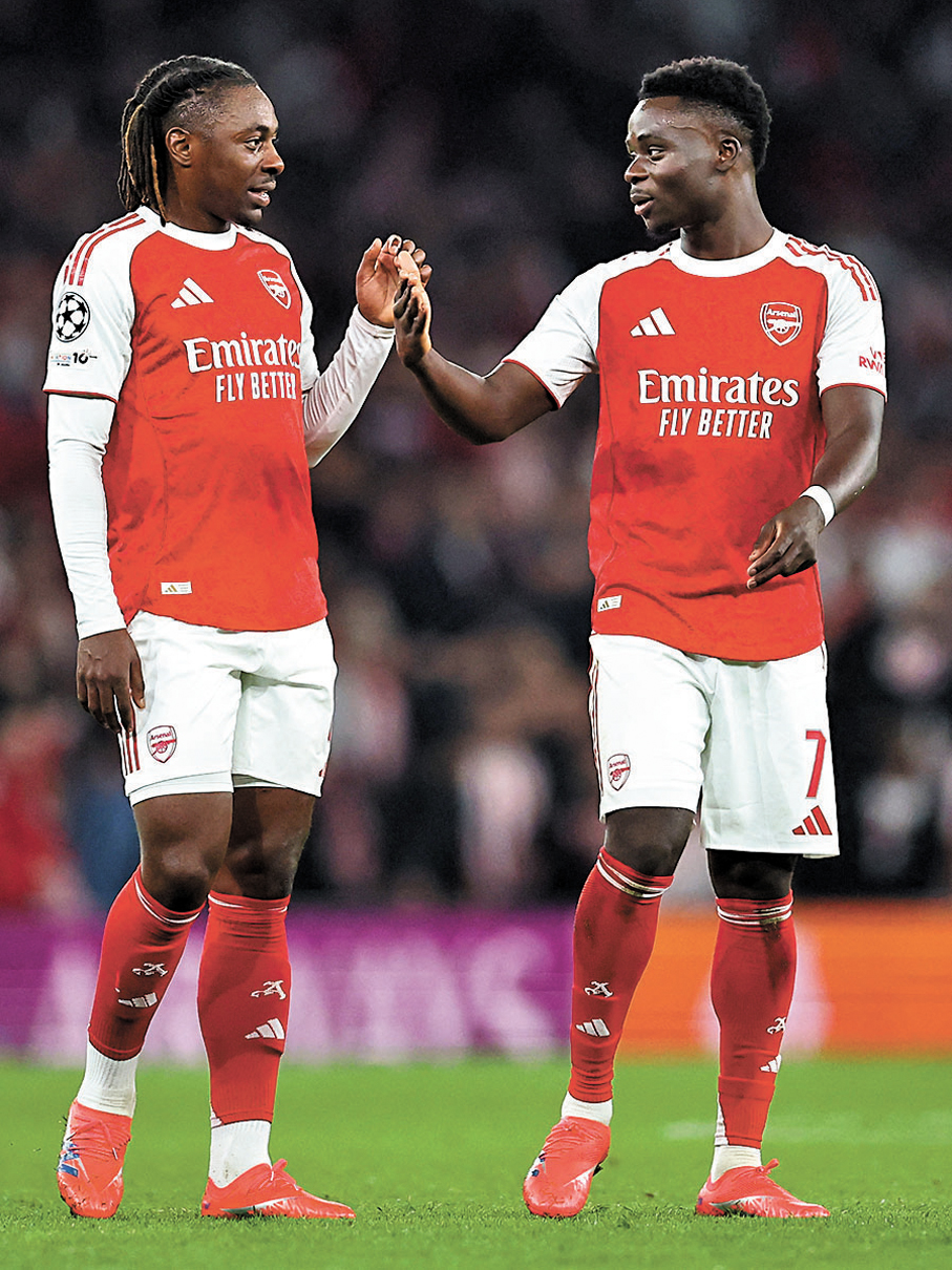 ●伊斯（左）和沙卡已成為阿仙奴前場核心。 資料圖片