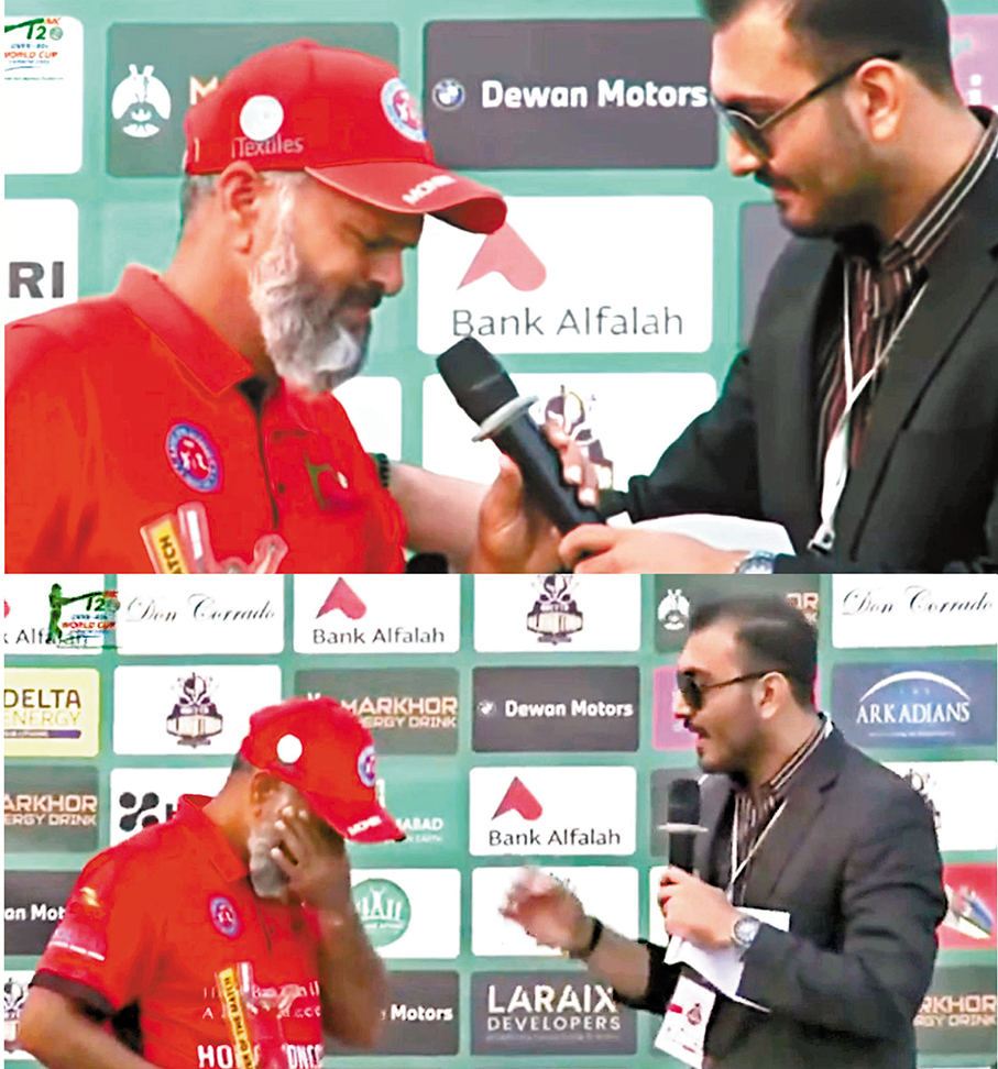 ●板球港將Moner Dar賽後受訪時哽咽落淚。 短片截圖