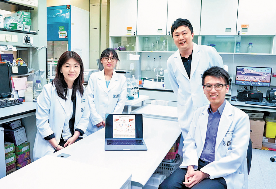 ●馬桂宜教授（左一）和港大醫學院研究人員。