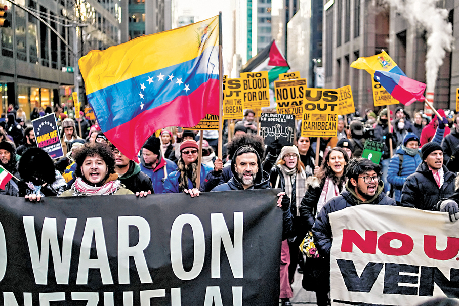 ●全美爆發「不要對委內瑞拉發動戰爭」的示威活動。 路透社