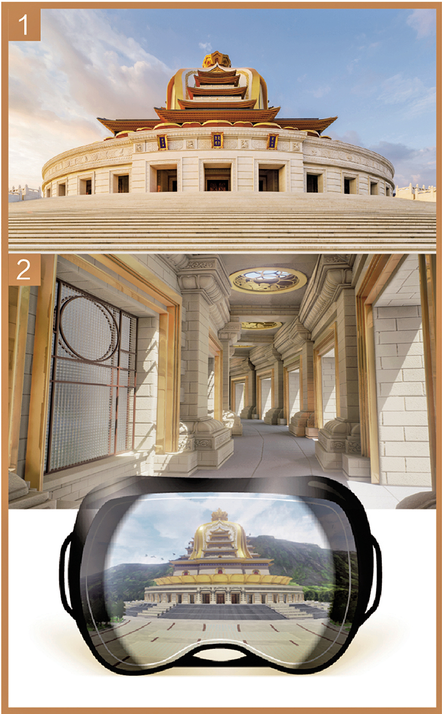 ●金螳螂應用VR技術於普陀山觀音聖壇。