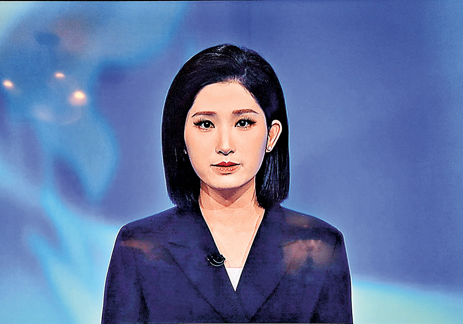 ●電視台新聞主播以藍、黑、白或素色衣服表達悼念之情。 作者供圖