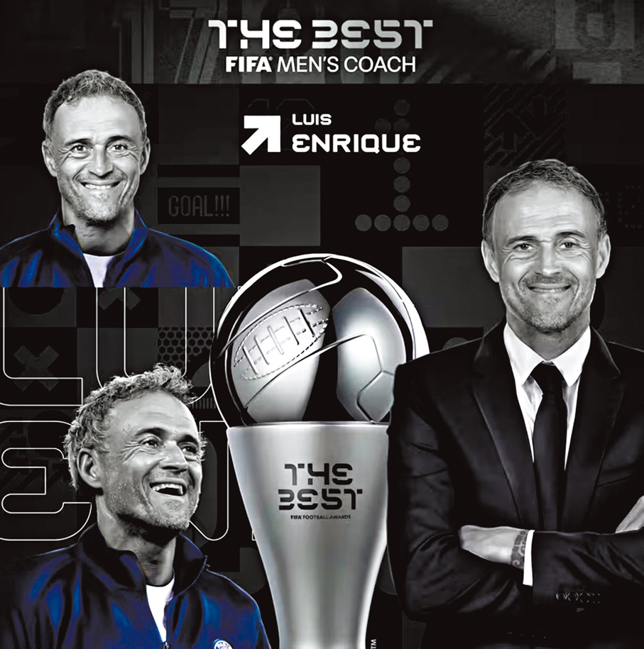●安歷基獲選最佳男子教練。  FIFA圖片