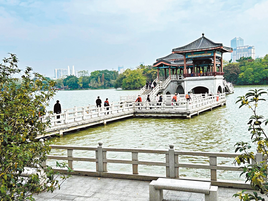 ●不同角度的西湖九曲橋。 作者供圖