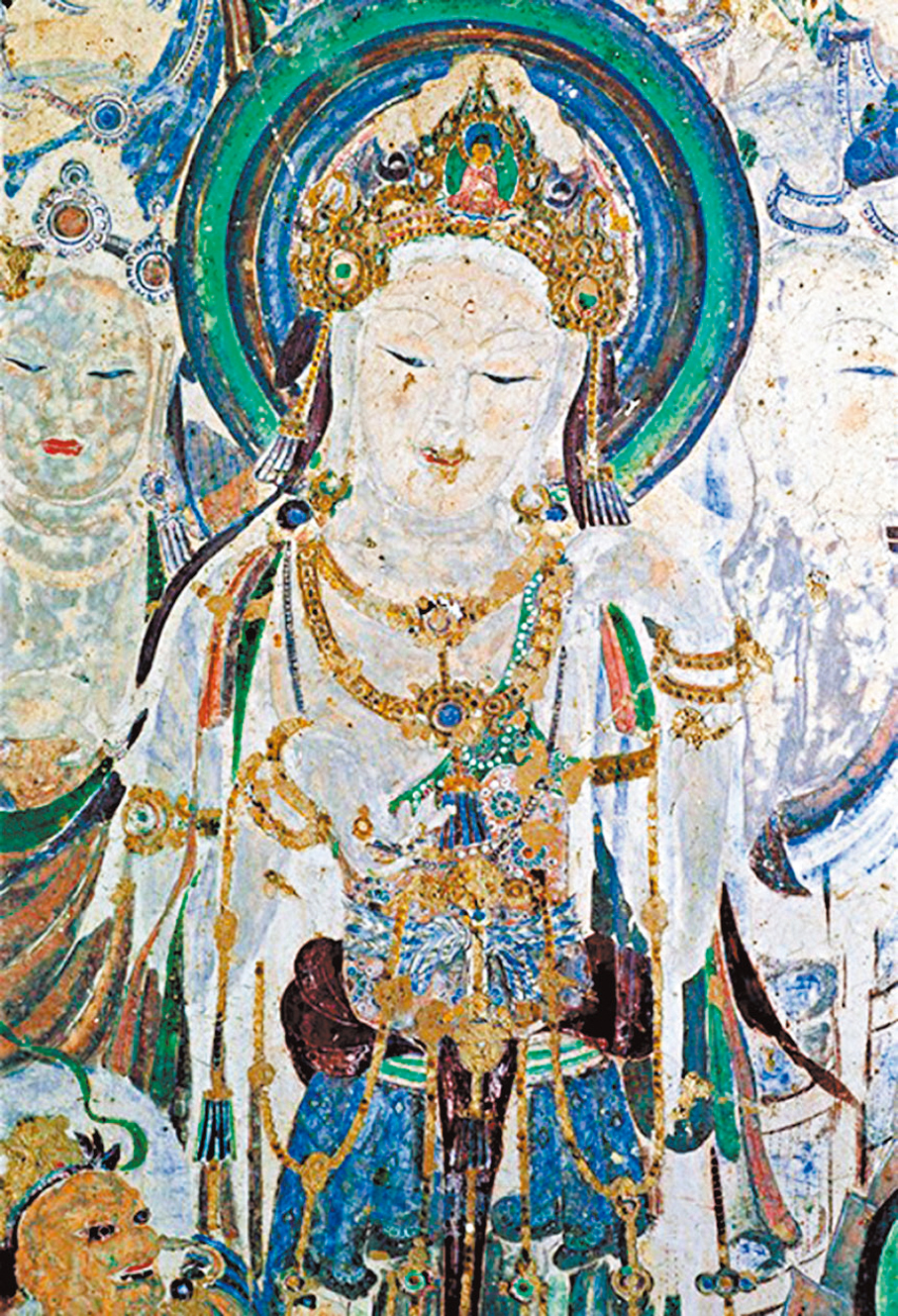 ●莫高窟壁畫顏色鮮艷。圖為57窟南壁美人菩薩。 作者供圖