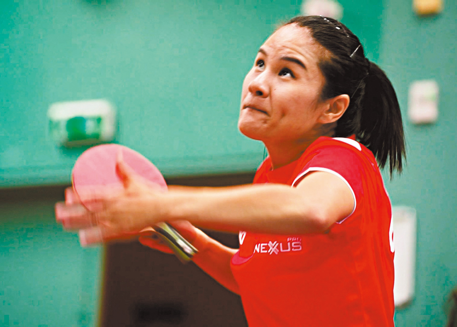 ●楊曉馨點評中國和歐洲乒乓球運動員的差別。  大公文匯全媒體記者 攝