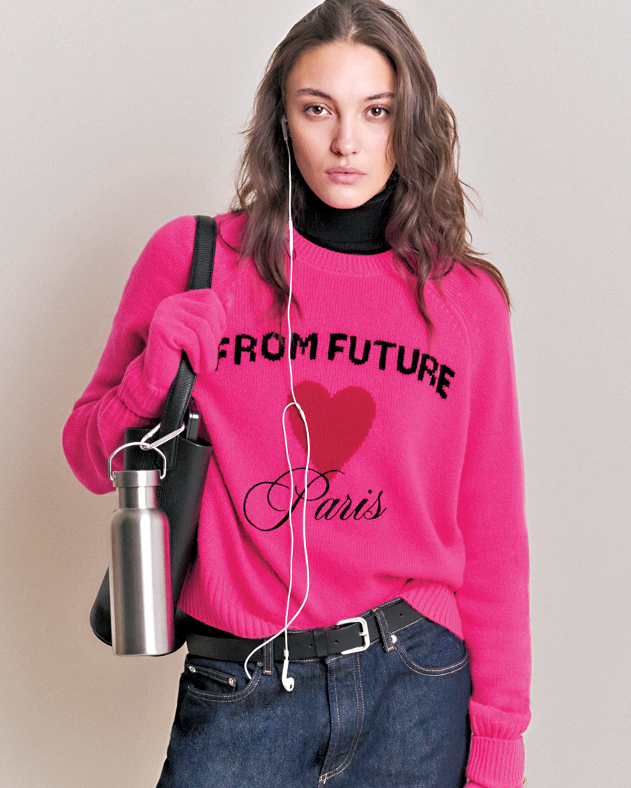 ●FROM FUTURE山羊絨短款圓領毛衣