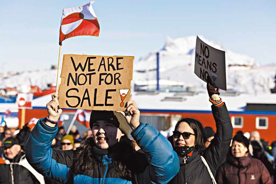 ●格陵蘭居民去年發起集會，表示不會向美出售格陵蘭。 資料圖片