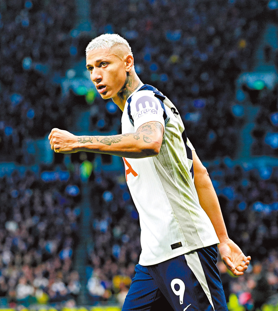 ●熱刺預料由李察利臣擔正攻堅。 資料圖片