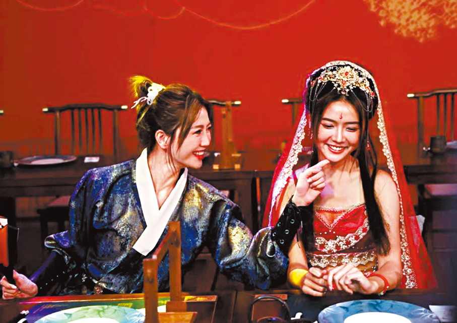 ●吳若希與好友戴祖儀在節目上互開玩笑。