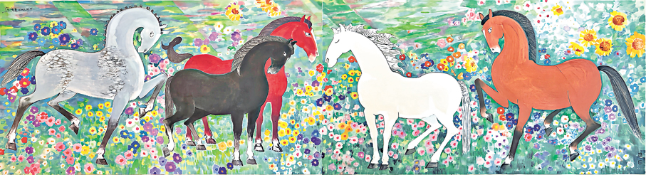 ●《春風得意志千里》紙本設色97cm×360cm。（2026年） 作者畫作