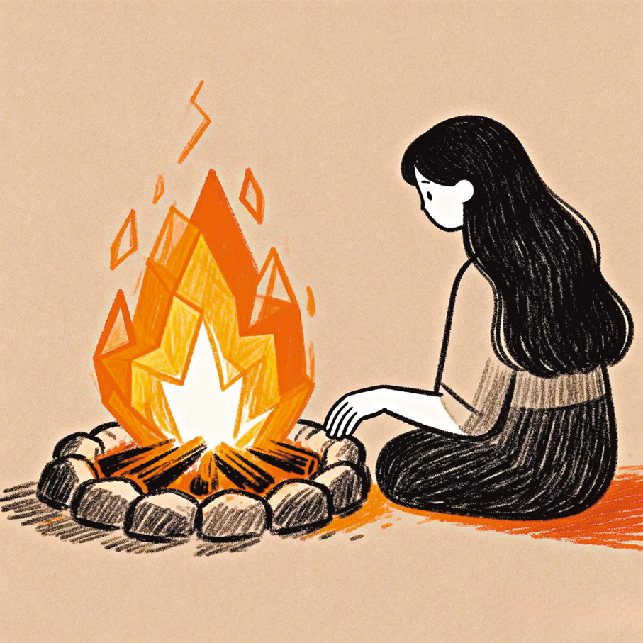 ●我的火塘，現在也有了穩定的光和熱了。 AI繪圖