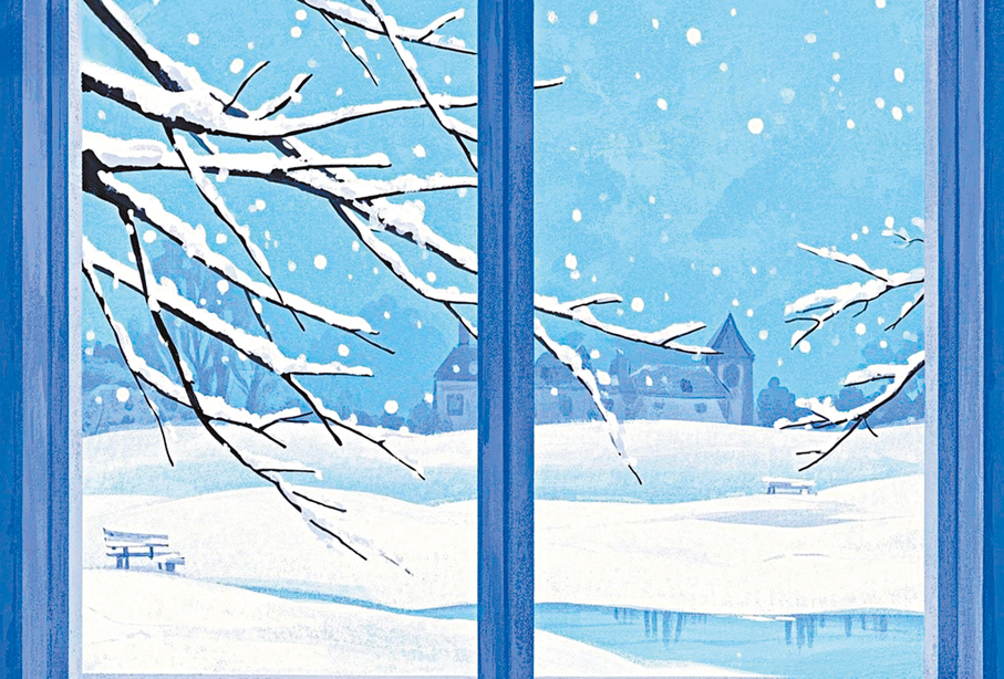 ●窗外的雪落着。 AI繪圖