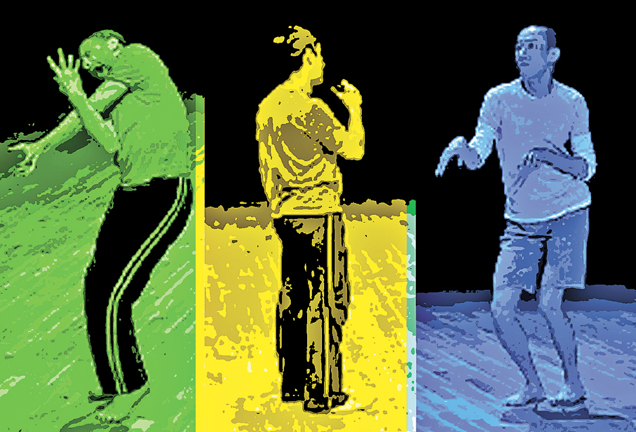 ●《B.O.B.*》早年於歐洲巡演時的珍貴三色宣傳照，取自作品當年海外巡演第一站—巴黎法國國家舞蹈中心的演出。   黃大徽供圖