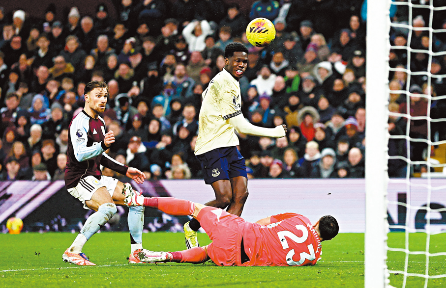 ●泰亞路巴利替愛華頓奠勝。  路透社
