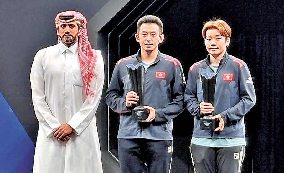 ●「黃杜配」在頒獎儀式上。  WTT圖片