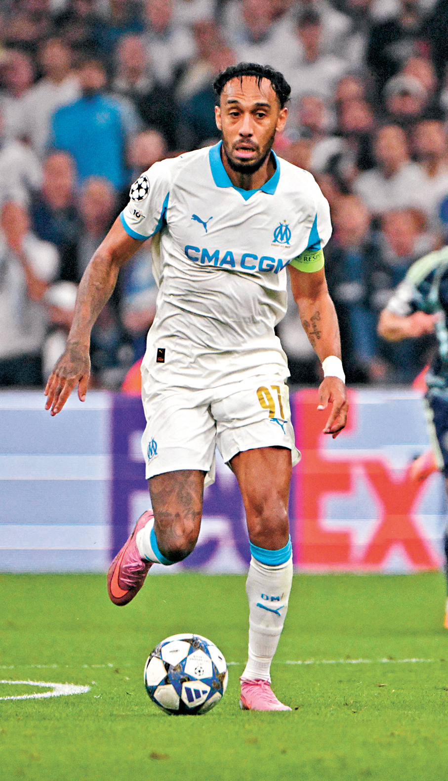 ●奧巴美揚肩負為馬賽爭取入球重責。  資料圖片