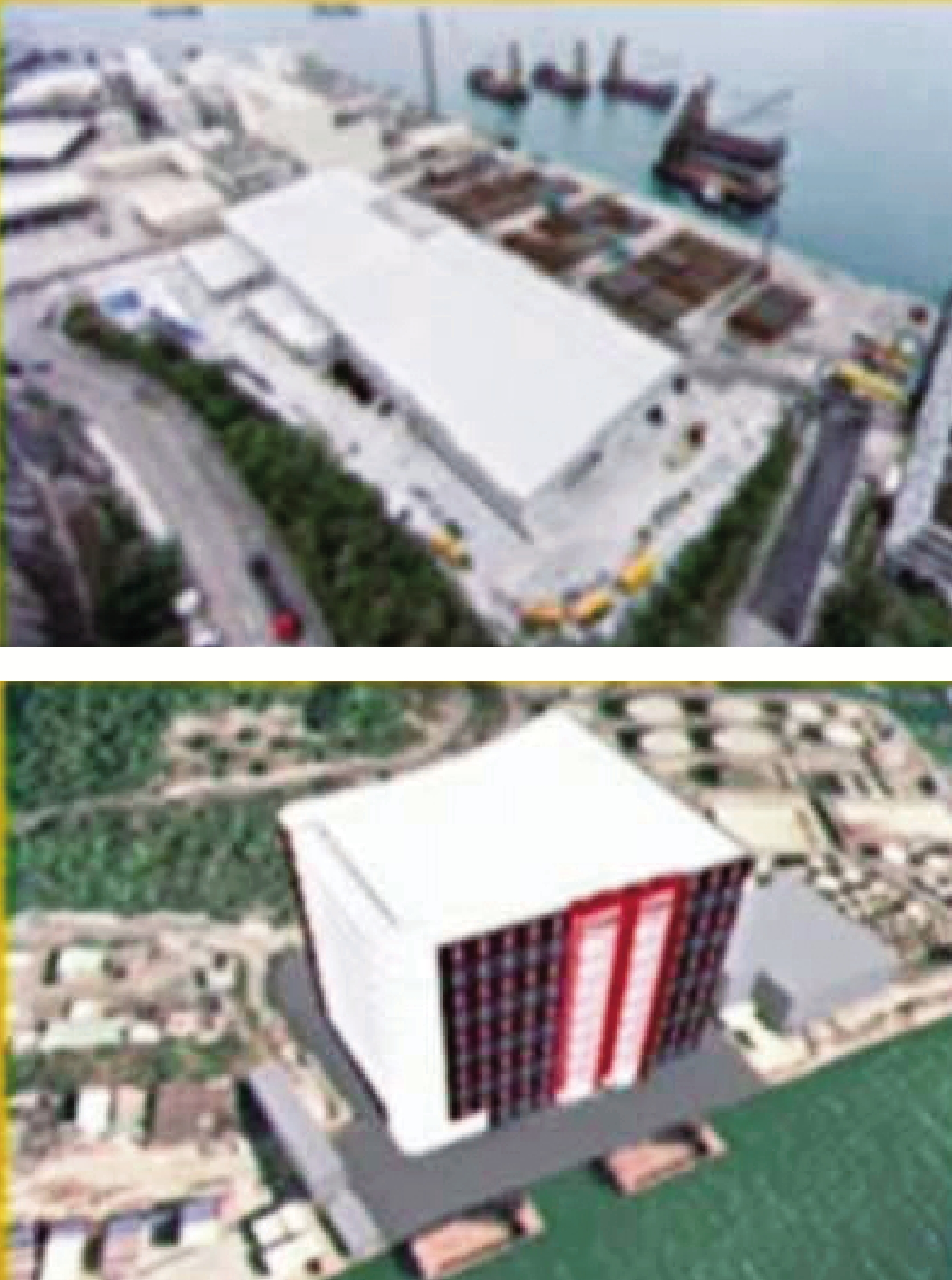 ● 圖為大樓構想圖（下圖為模擬效果）。 立法會直播截圖