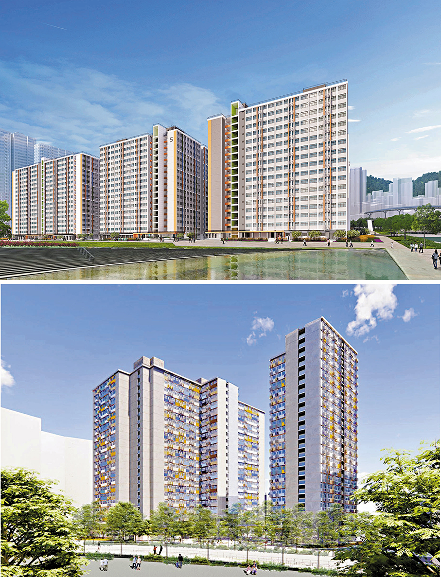 ●第三期簡約公屋1月30日（下周五）起開始接受申請。上圖為啟德世運道（第二期）項目構思圖，下圖為柴灣常安街項目構思圖。