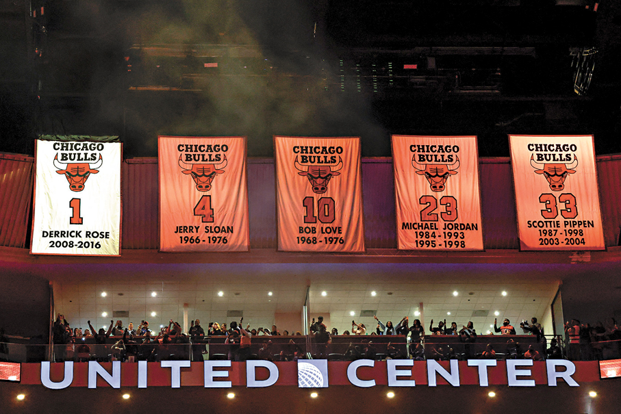 ●公牛至今有五位球員獲退役球衣。  路透社