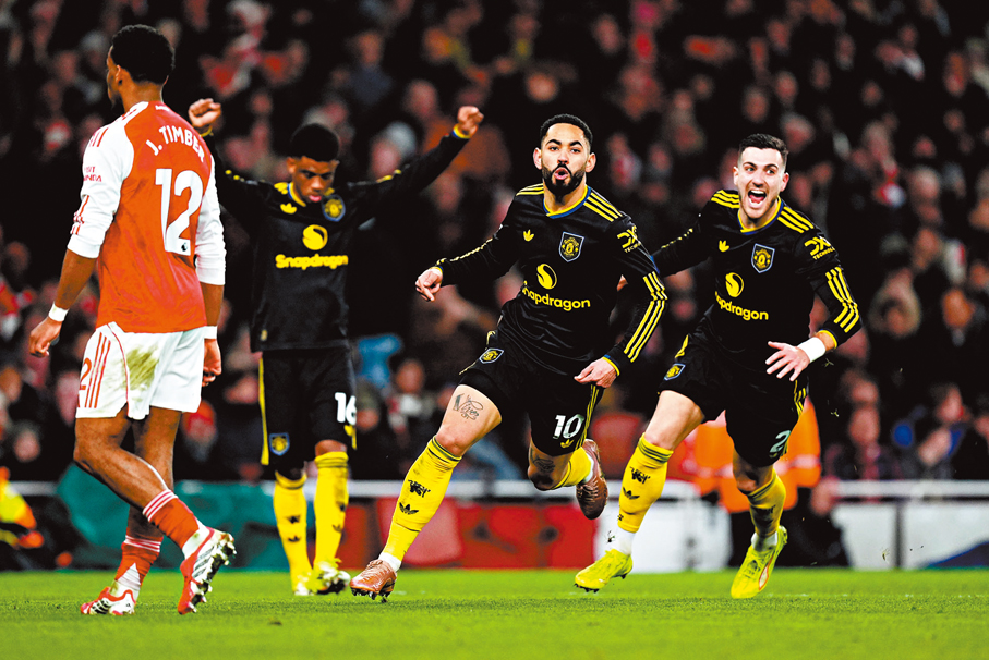 ●根夏（10號）替曼聯奠勝。  美聯社