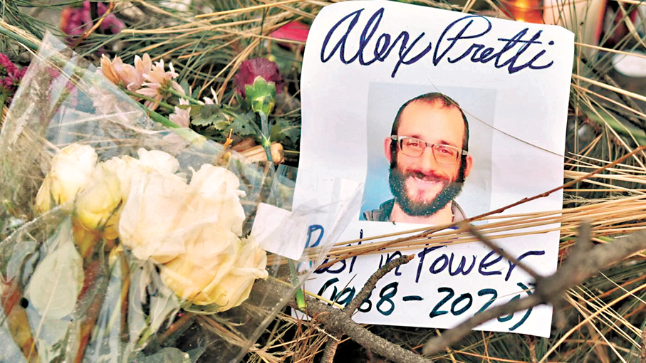 ●明尼阿波利斯市居民悼念普雷蒂。 法新社