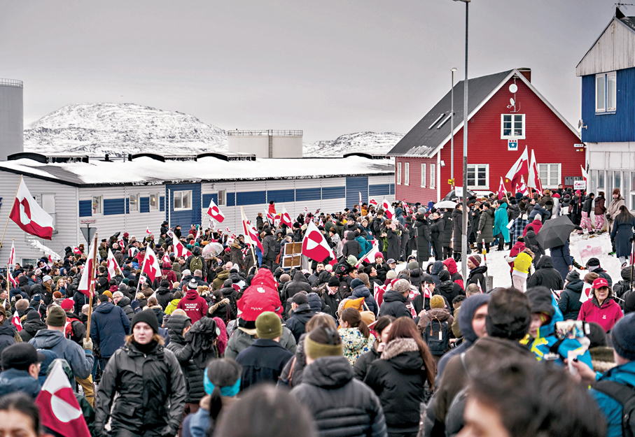 ●早前，丹麥本土與格陵蘭島多地舉行示威遊行，抗議美國企圖「控制」或「購買」格陵蘭島。 資料圖片