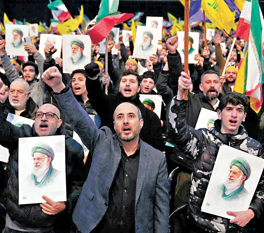 ●真主黨支持者在黎巴嫩貝魯特舉行支持伊朗集會。 美聯社