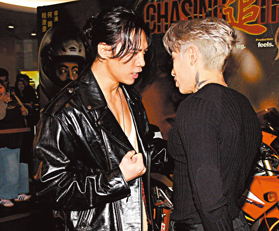 ●張文傑與Tyson重演怒目互睥一幕。  香港文匯報記者達里 攝