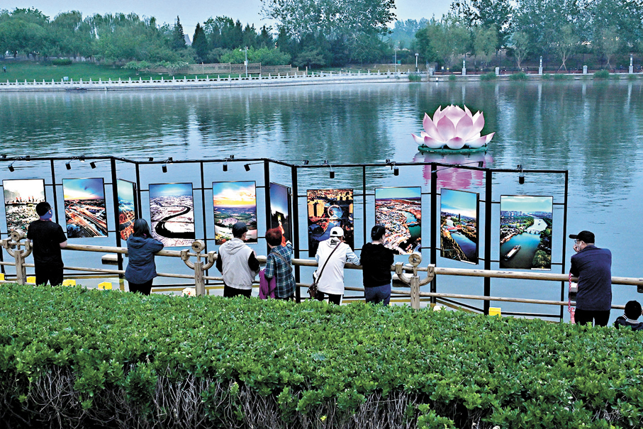 ●運河邊的藝術展。   通州區委宣傳部供圖